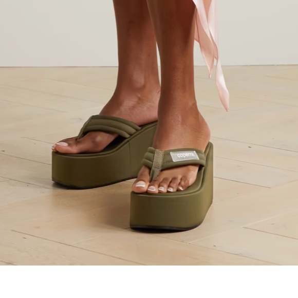 Coperni Olive Green Platform Wedge Sandals NEW Size US10 / IT40 - Picture 5 of 10